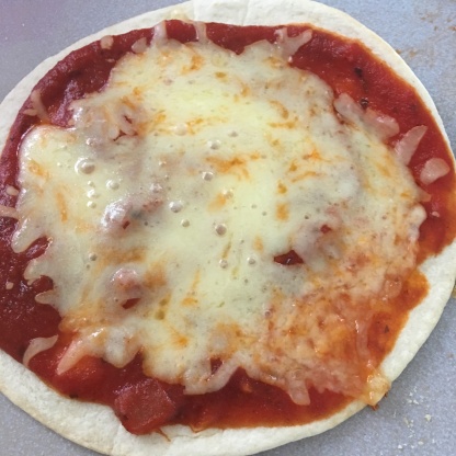 Tortilla Pizza. The ultimate thin crust (and inexpensive) pizza!